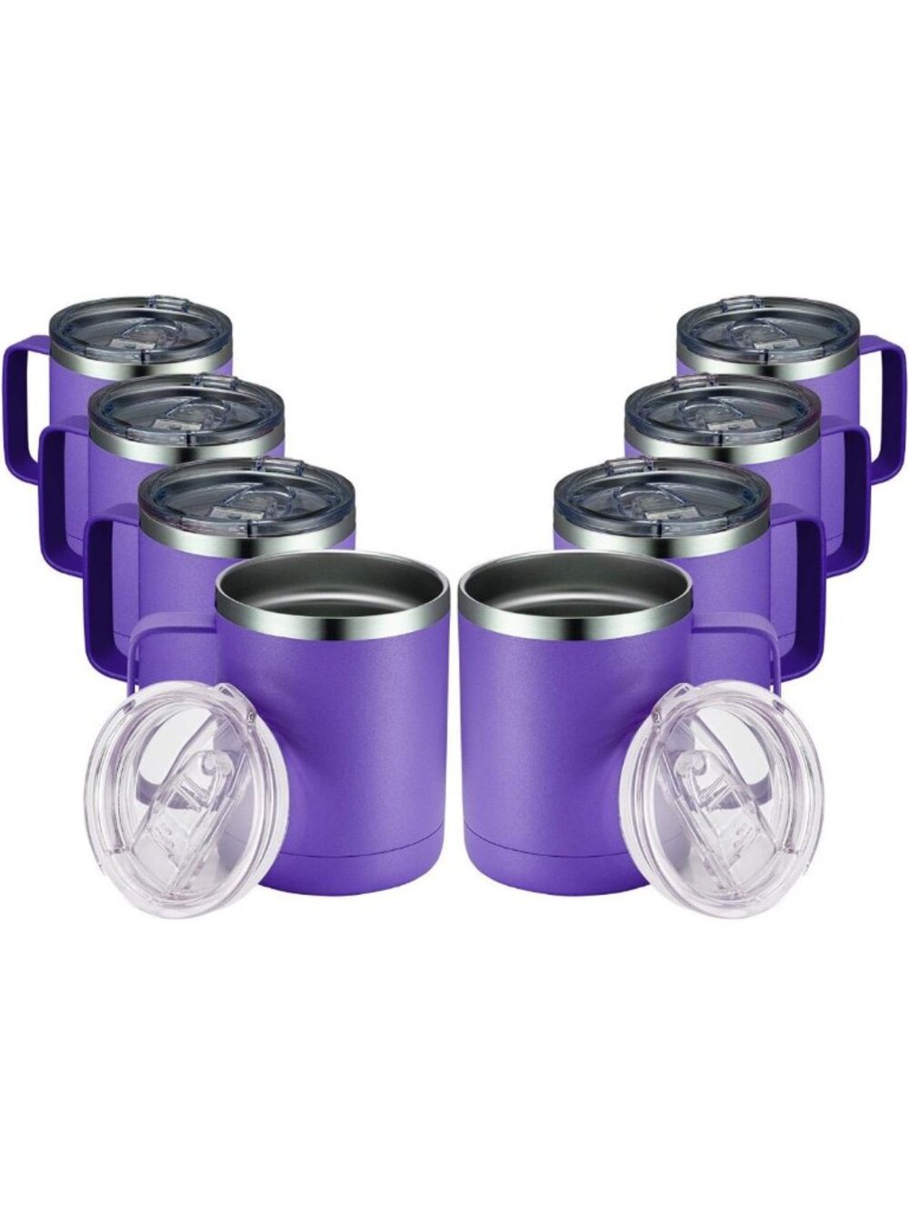 12oz Insulated Stainless Steel Travel Mugs Set of 8 - Double Wall Camping